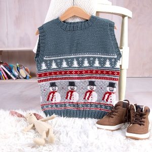 Stickad väst Julväst 5 frg – garnpaket i Bluum Soft Merino Ull