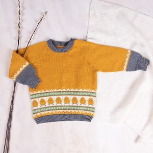 Stickad tröja Kyckling – garnpaket i Bluum Soft Merino Ull