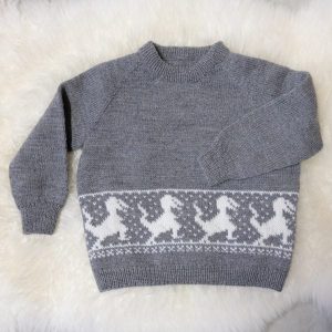 Stickad tröja Dinosaurien – garnpaket i Bluum Pure Eco Baby Wool
