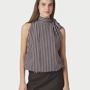 Veda Wide Stripe Top - Dark Brown