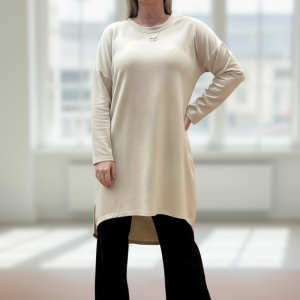 Alessia dress-Beige round neck