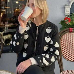 Boheme Cotton Jacket w/Embrodery - Black