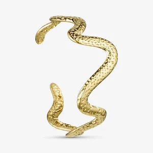 Rustic Wave Bangle - 18 karats guldpläterad