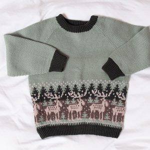 Stickad tröja Skogens konung – garnpaket i Bluum Soft Merino Ull