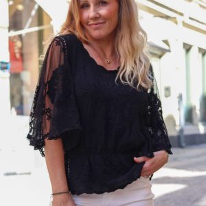 Aurora Butterfly spetsblus – Svart