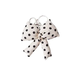 Polka rosett nyckelring vit prick