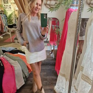 Allie Tröja med rund hals – Taupe