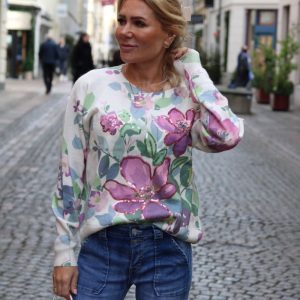 Bea – Finstickad tröja med paljetter- Beige