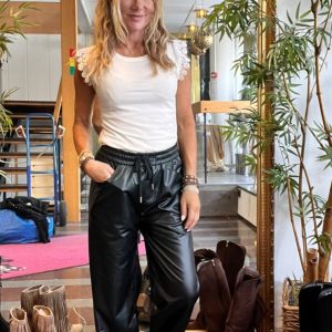 Vaxade stretchbyxor  – Svart
